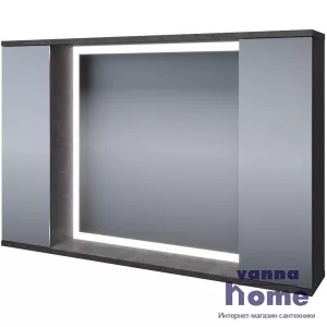 Зеркальный шкаф Stella Polar Дэрри 100 с LED подсветкой, бетон/цемент